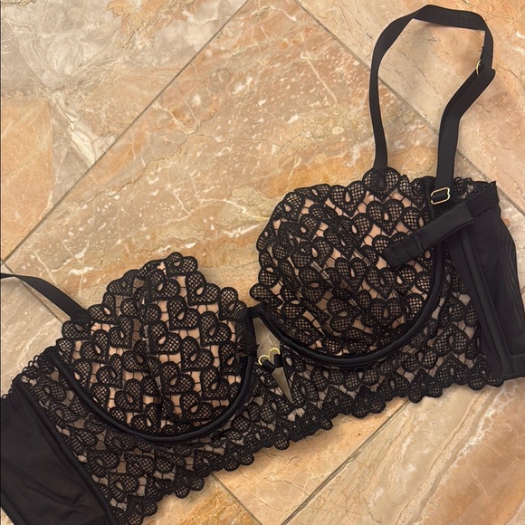 Victoria's Secret Other - NWT Victoria's Secret Black Satin Corset Bra